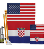 Croatia US Friendship - Nationality Flags of the World Vertical Impressions Decorative Flags HG140349 Made In USA