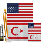 Cyprus Northern US Friendship - Nationality Flags of the World Vertical Impressions Decorative Flags HG140356 Made In USA