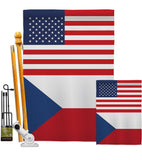 Czech Republic US Friendship - Nationality Flags of the World Vertical Impressions Decorative Flags HG140357 Made In USA