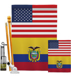Ecuador US Friendship - Nationality Flags of the World Vertical Impressions Decorative Flags HG140365 Made In USA