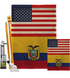 Ecuador US Friendship - Nationality Flags of the World Vertical Impressions Decorative Flags HG140365 Made In USA