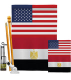 Egypt US Friendship - Nationality Flags of the World Vertical Impressions Decorative Flags HG140366 Made In USA