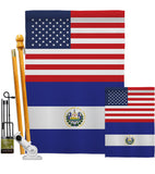 El Salvador US Friendship - Nationality Flags of the World Vertical Impressions Decorative Flags HG140367 Made In USA