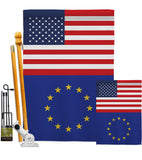 European US Friendship - Nationality Flags of the World Vertical Impressions Decorative Flags HG140373 Made In USA