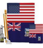 Falkland Islands US Friendship - Nationality Flags of the World Vertical Impressions Decorative Flags HG140374 Made In USA