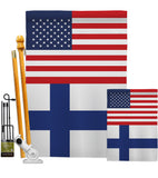 Finland US Friendship - Nationality Flags of the World Vertical Impressions Decorative Flags HG140378 Made In USA