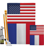 France US Friendship - Nationality Flags of the World Vertical Impressions Decorative Flags HG140379 Made In USA