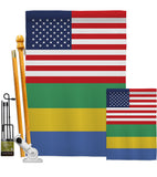 Gabon US Friendship - Nationality Flags of the World Vertical Impressions Decorative Flags HG140380 Made In USA