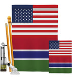 Gambia US Friendship - Nationality Flags of the World Vertical Impressions Decorative Flags HG140381 Made In USA