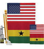 Ghana US Friendship - Nationality Flags of the World Vertical Impressions Decorative Flags HG140385 Made In USA