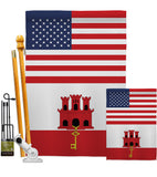 Gibraltar US Friendship - Nationality Flags of the World Vertical Impressions Decorative Flags HG140386 Made In USA