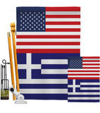 Greece US Friendship - Nationality Flags of the World Vertical Impressions Decorative Flags HG140387 Made In USA