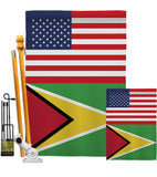 Guyana US Friendship - Nationality Flags of the World Vertical Impressions Decorative Flags HG140395 Made In USA