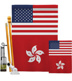 Hong Kong US Friendship - Nationality Flags of the World Vertical Impressions Decorative Flags HG140398 Made In USA