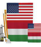 Hungary US Friendship - Nationality Flags of the World Vertical Impressions Decorative Flags HG140399 Made In USA