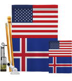 Iceland US Friendship - Nationality Flags of the World Vertical Impressions Decorative Flags HG140400 Made In USA