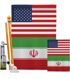 Iran US Friendship - Nationality Flags of the World Vertical Impressions Decorative Flags HG140403 Made In USA
