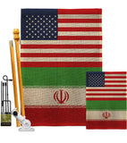 Iran US Friendship - Nationality Flags of the World Vertical Impressions Decorative Flags HG140403 Made In USA