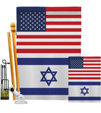 Israel US Friendship - Nationality Flags of the World Vertical Impressions Decorative Flags HG140410 Made In USA