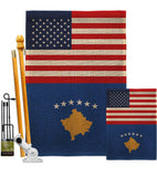 Kosovo US Friendship - Nationality Flags of the World Vertical Impressions Decorative Flags HG140421 Made In USA