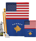 Kosovo US Friendship - Nationality Flags of the World Vertical Impressions Decorative Flags HG140421 Made In USA