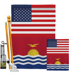 Kiribati US Friendship - Nationality Flags of the World Vertical Impressions Decorative Flags HG140424 Made In USA