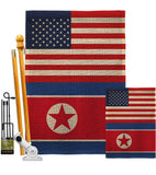 Korea North US Friendship - Nationality Flags of the World Vertical Impressions Decorative Flags HG140425 Made In USA