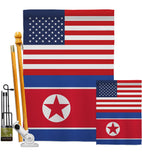 Korea North US Friendship - Nationality Flags of the World Vertical Impressions Decorative Flags HG140425 Made In USA