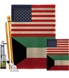 Kuwait US Friendship - Nationality Flags of the World Vertical Impressions Decorative Flags HG140427 Made In USA