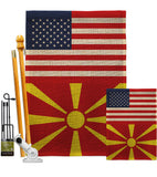 Macedonia US Friendship - Nationality Flags of the World Vertical Impressions Decorative Flags HG140439 Made In USA