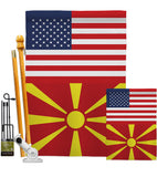 Macedonia US Friendship - Nationality Flags of the World Vertical Impressions Decorative Flags HG140439 Made In USA