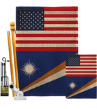 Marshall Islands US Friendship - Nationality Flags of the World Vertical Impressions Decorative Flags HG140447 Made In USA