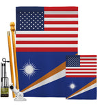 Marshall Islands US Friendship - Nationality Flags of the World Vertical Impressions Decorative Flags HG140447 Made In USA