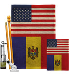 Moldova US Friendship - Nationality Flags of the World Vertical Impressions Decorative Flags HG140453 Made In USA