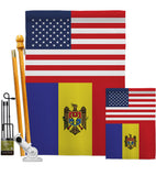 Moldova US Friendship - Nationality Flags of the World Vertical Impressions Decorative Flags HG140453 Made In USA