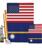 Nauru US Friendship - Nationality Flags of the World Vertical Impressions Decorative Flags HG140460 Made In USA