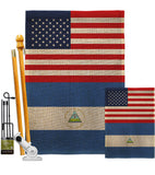 Nicaragua US Friendship - Nationality Flags of the World Vertical Impressions Decorative Flags HG140466 Made In USA