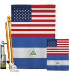 Nicaragua US Friendship - Nationality Flags of the World Vertical Impressions Decorative Flags HG140466 Made In USA