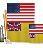 Niue US Friendship - Nationality Flags of the World Vertical Impressions Decorative Flags HG140469 Made In USA