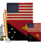 Papua New Guinea US Friendship - Nationality Flags of the World Vertical Impressions Decorative Flags HG140480 Made In USA