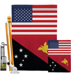 Papua New Guinea US Friendship - Nationality Flags of the World Vertical Impressions Decorative Flags HG140480 Made In USA