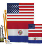 Paraguay US Friendship - Nationality Flags of the World Vertical Impressions Decorative Flags HG140482 Made In USA