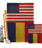 Romania US Friendship - Nationality Flags of the World Vertical Impressions Decorative Flags HG140491 Made In USA