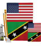 Saint Kitts & Nevis US Friendship - Nationality Flags of the World Vertical Impressions Decorative Flags HG140495 Made In USA