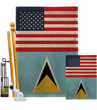 Saint Lucia US Friendship - Nationality Flags of the World Vertical Impressions Decorative Flags HG140496 Made In USA