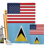 Saint Lucia US Friendship - Nationality Flags of the World Vertical Impressions Decorative Flags HG140496 Made In USA