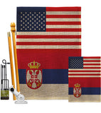 Serbia US Friendship - Nationality Flags of the World Vertical Impressions Decorative Flags HG140643 Made In USA