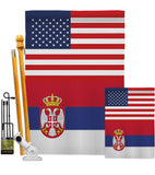 Serbia US Friendship - Nationality Flags of the World Vertical Impressions Decorative Flags HG140643 Made In USA