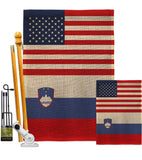 Slovenia US Friendship - Nationality Flags of the World Vertical Impressions Decorative Flags HG140648 Made In USA