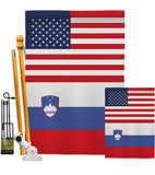 Slovenia US Friendship - Nationality Flags of the World Vertical Impressions Decorative Flags HG140648 Made In USA